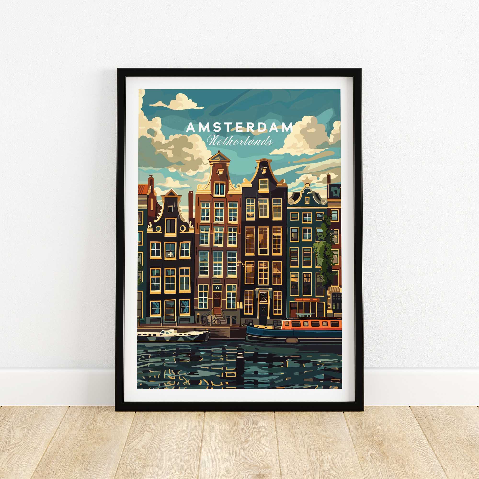 Amsterdam Travel Print - Canal Houses-This Art World