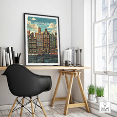 Amsterdam Travel Print - Canal Houses-This Art World