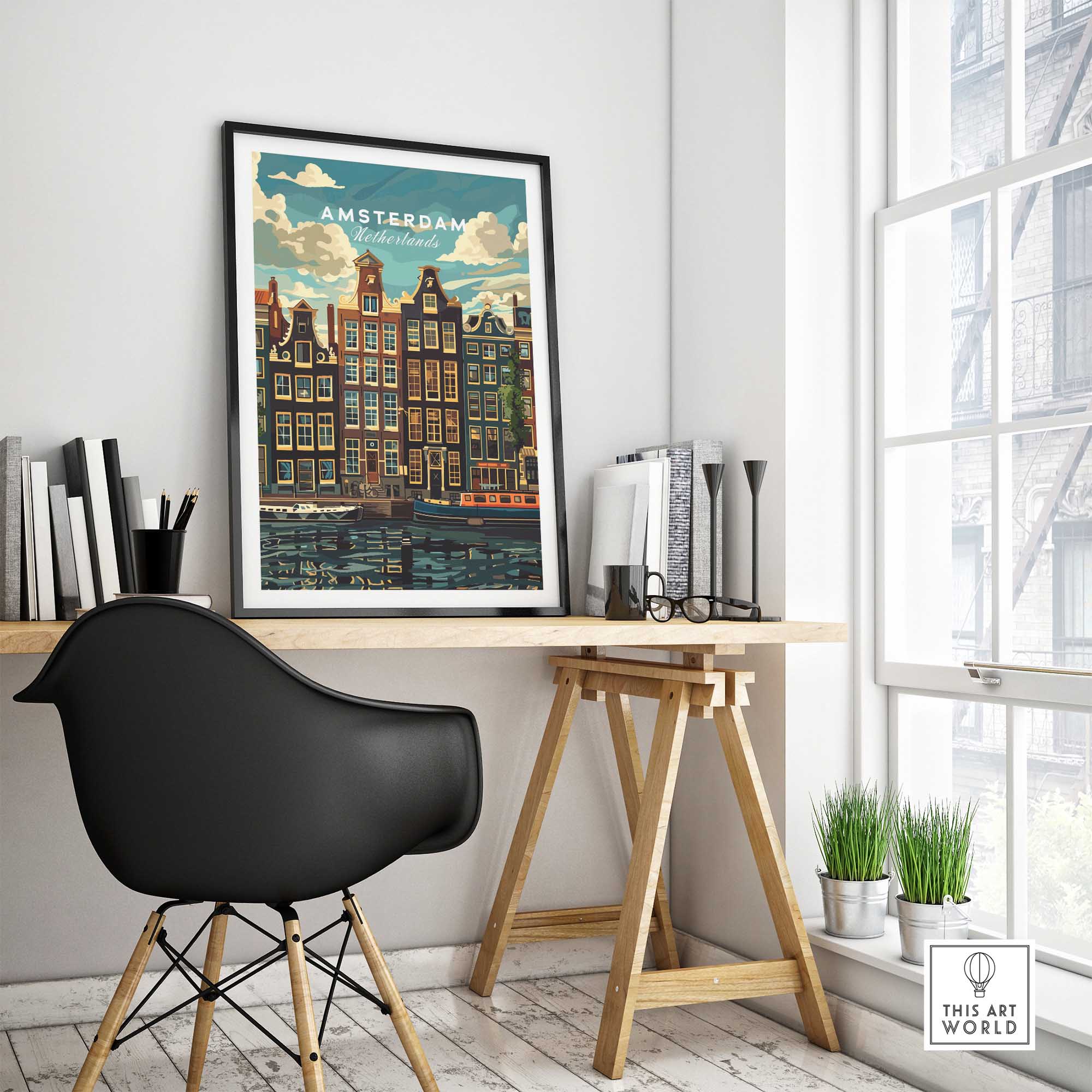 Amsterdam Travel Print - Canal Houses-This Art World