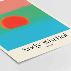Andy Warhol Sunset Coral Green Blue Pop Art Poster Abstract Wall Art Print Modern showcasing vibrant colors and bold design.