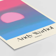 Andy Warhol Sunset Pink Blue Pop Art Poster Abstract Screenprint Wall Art Print featuring a stylized sunset design.