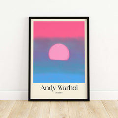 Andy Warhol Sunset Pink Blue Pop Art Poster Abstract Screenprint Wall Art Print