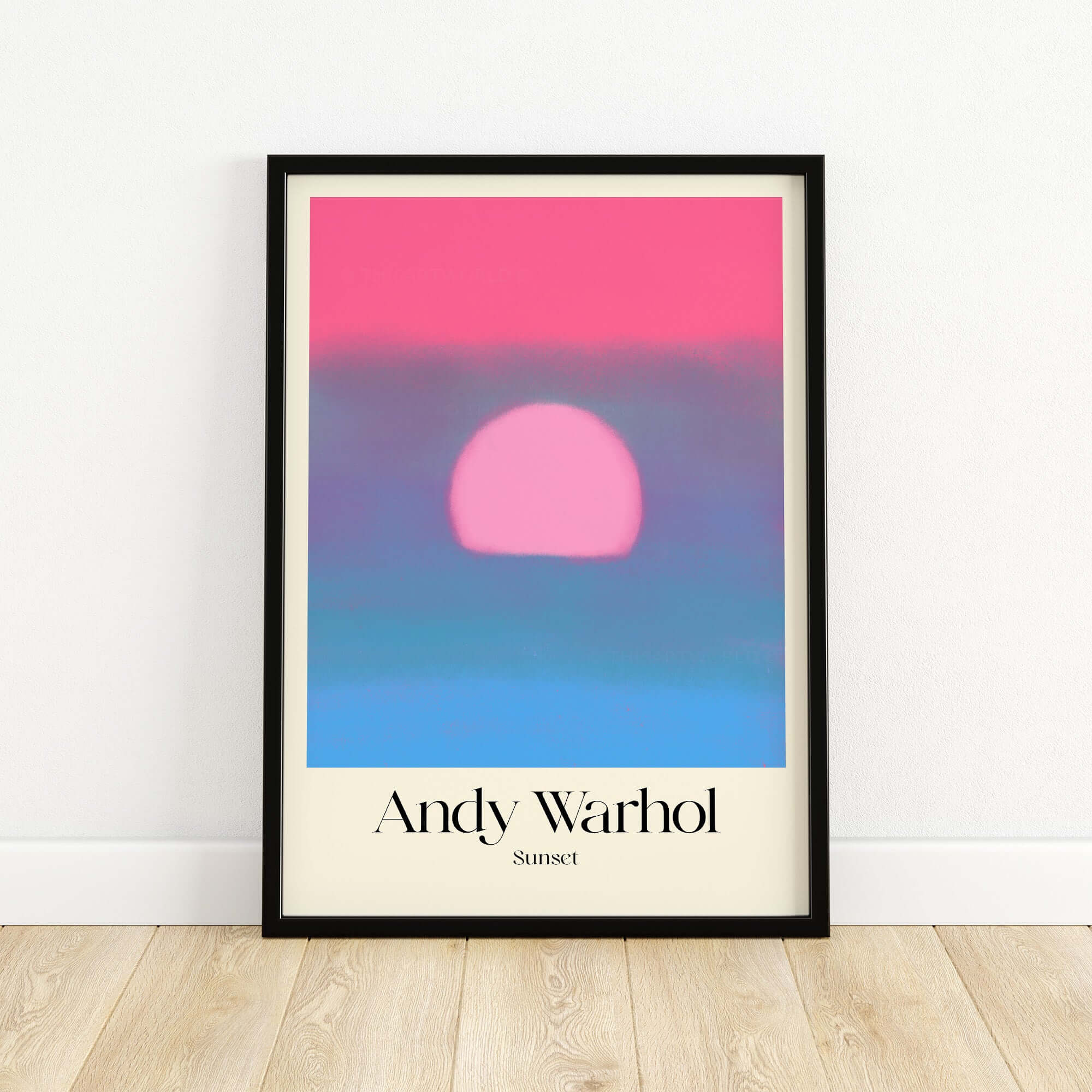 Andy Warhol Sunset Pink Blue Pop Art Poster Abstract Screenprint Wall Art Print