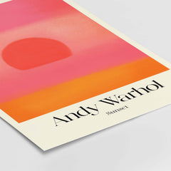 Andy Warhol Sunset Pink Orange Pop Art Print Modern Abstract Poster Wall Art featuring vibrant sunset colors.