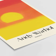 Andy Warhol Sunset Red Yellow Pop Art Abstract Print Modern Landscape Poster showcasing a vibrant sunset in bold colors.