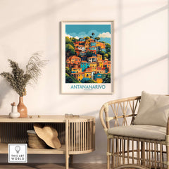 Antananarivo Madagascar Wall Art Print in a stylish interior setting with a modern design and warm colors.