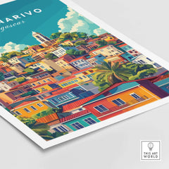 Antananarivo Travel Print showcasing colorful architecture and vibrant culture of Madagascar.