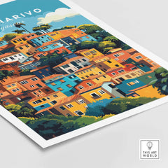 Antananarivo Wall Art featuring colorful houses and lush greenery, showcasing the essence of Madagascar's vibrant culture.