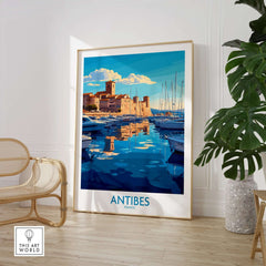 Antibes Poster France showcasing vibrant coastal views and charming streets of Antibes, France.