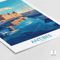 Antibes Poster France featuring vibrant coastal views and charming architecture of Antibes, France.