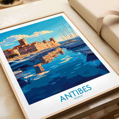 Antibes Poster France showcasing the harbor and coastal view of Antibes, France, perfect for art lovers and travelers.