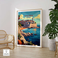 Antibes Wall Art featuring a vibrant coastal scene of Antibes, France, adding Mediterranean charm to home decor.
