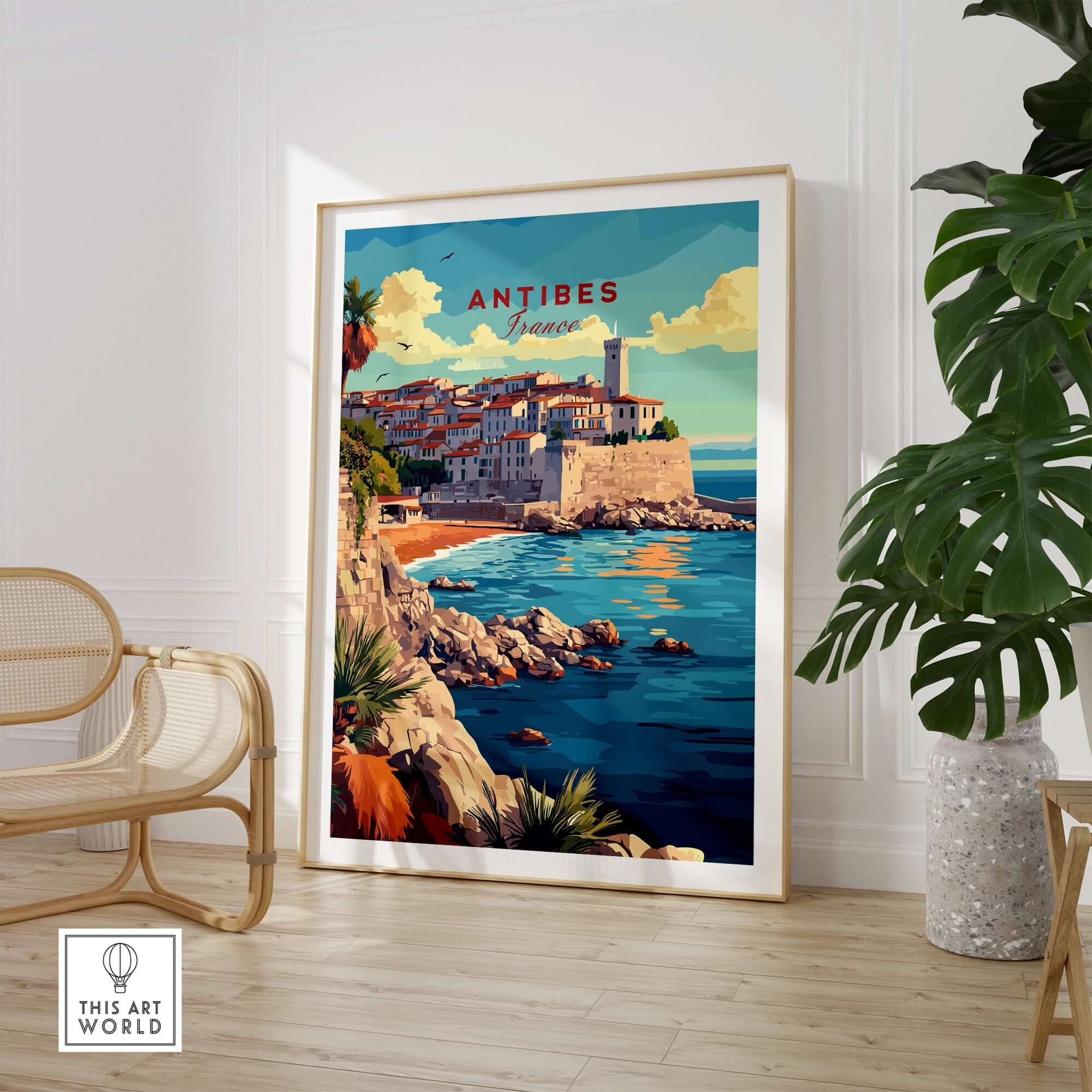Antibes Wall Art featuring a vibrant coastal scene of Antibes, France, adding Mediterranean charm to home decor.