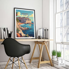 Antibes Wall Art featuring the coastal town of Antibes in vibrant colors, perfect for home decor.