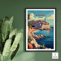 Antibes Wall Art showcasing vibrant coastal view of Antibes, France with a Mediterranean vibe.