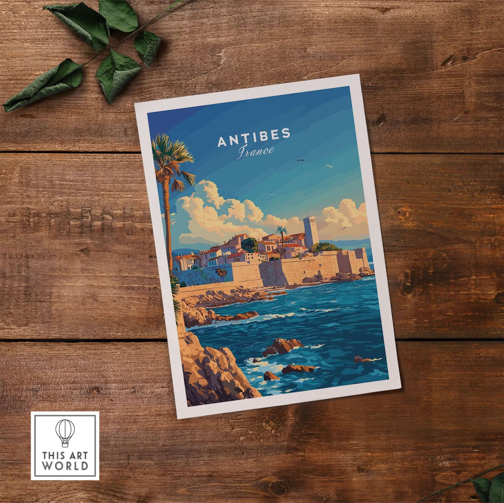 Antibes Wall Art Poster showcasing a serene view of the French Riviera, perfect for home decor.