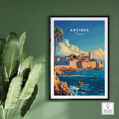 Antibes Wall Art Poster showcasing a picturesque view of Antibes, France, enhancing home decor with elegance.