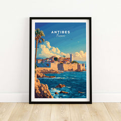 Antibes Wall Art Poster featuring the coastal scenery of Antibes, France, with vibrant colors and stunning views.