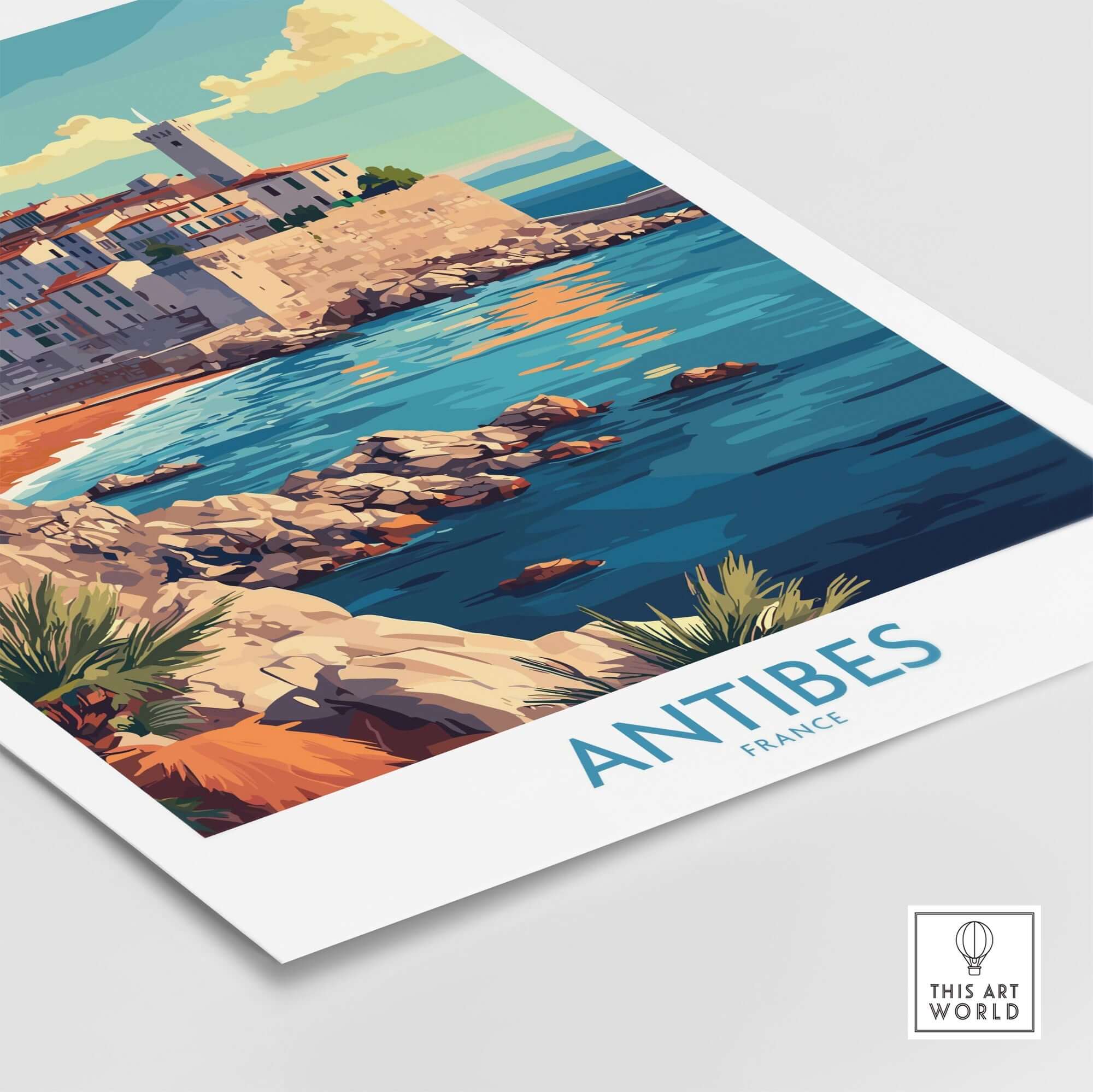Antibes Wall Art Print showcasing the beautiful coastal town of Antibes, France with vibrant colors and stunning landscapes.