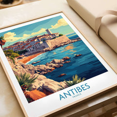 Antibes Wall Art Print showcasing the coastal beauty of Antibes, France, in vibrant colors and elegant design.
