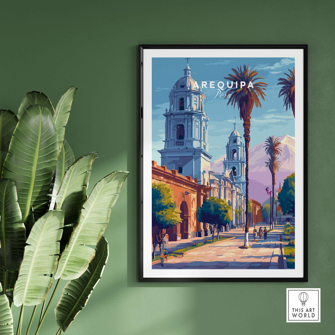 Arequipa travel print showcasing vibrant culture, architecture, and scenery of Peru, perfect for home or office decor.