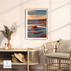 Arnside and Silverdale AONB Travel Print showcasing scenic views of nature in a stylish home setting.
