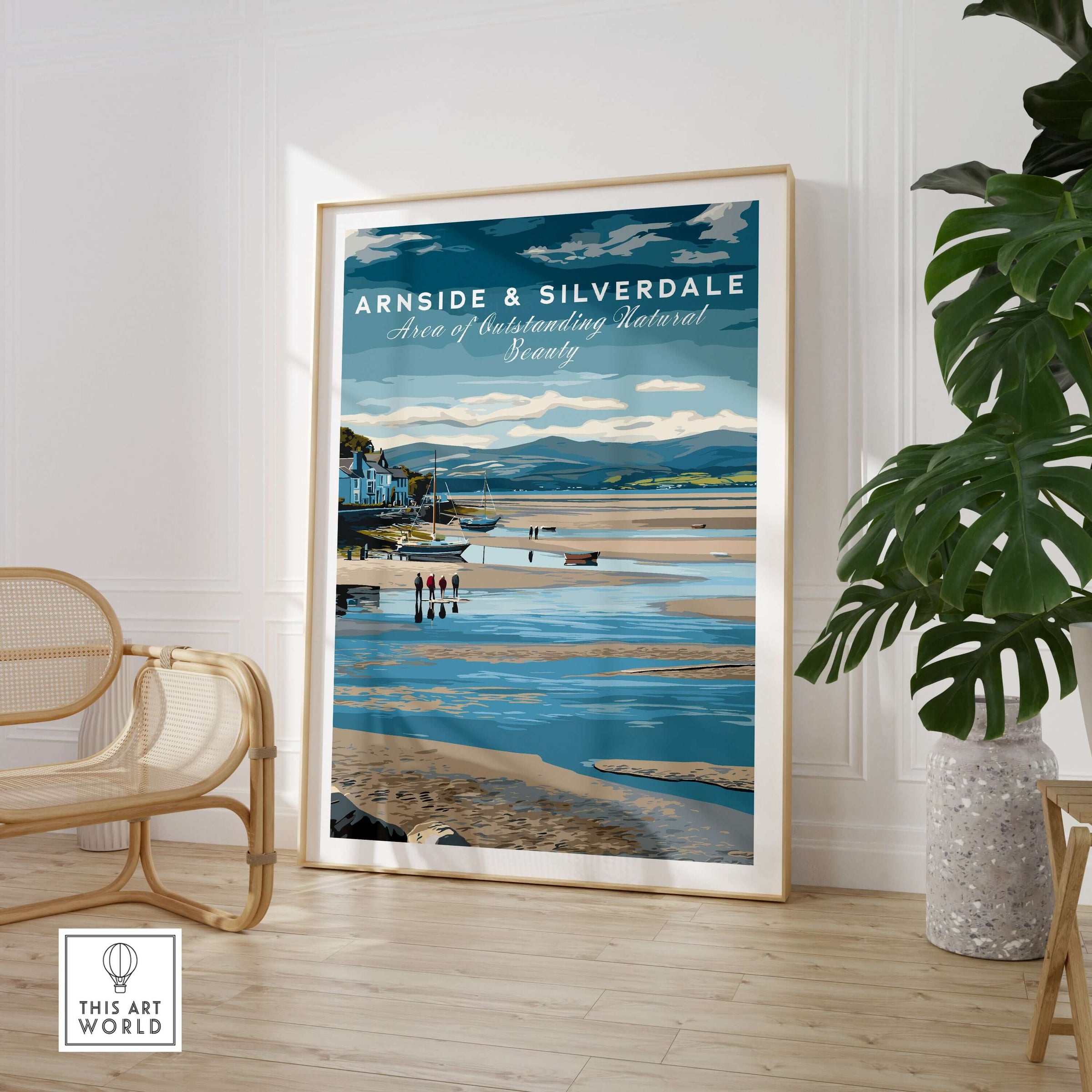Arnside and Silverdale AONB Wall Art Poster displayed in a stylish interior setting, highlighting natural beauty.