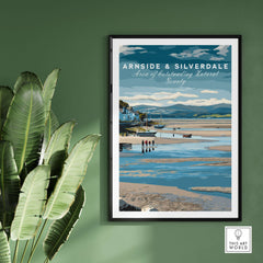 Arnside and Silverdale AONB Wall Art Poster showcasing the beautiful landscape and tranquil atmosphere in a framed print.