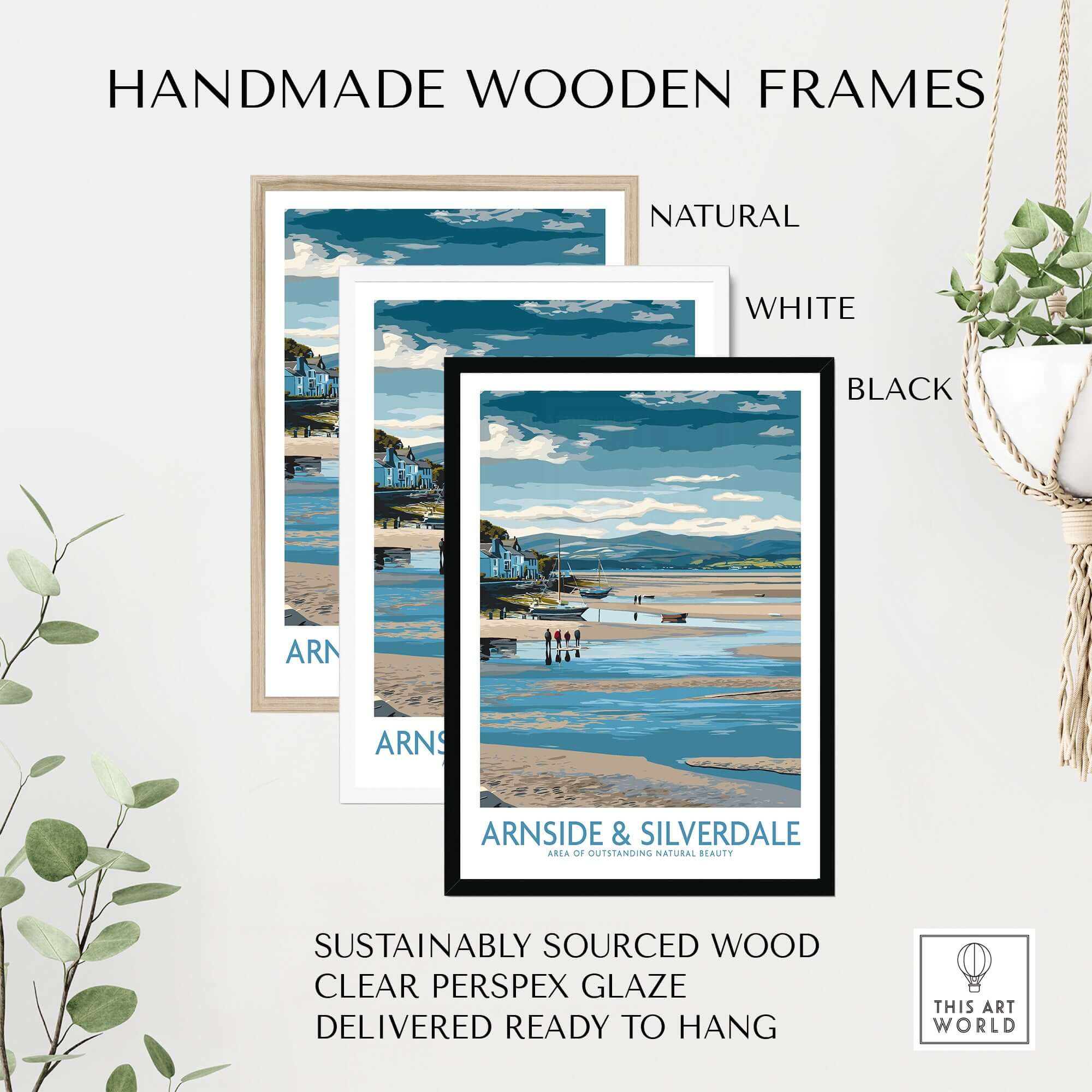 Arnside and Silverdale AONB Wall Art Print in handmade wooden frames displaying nature's beauty.