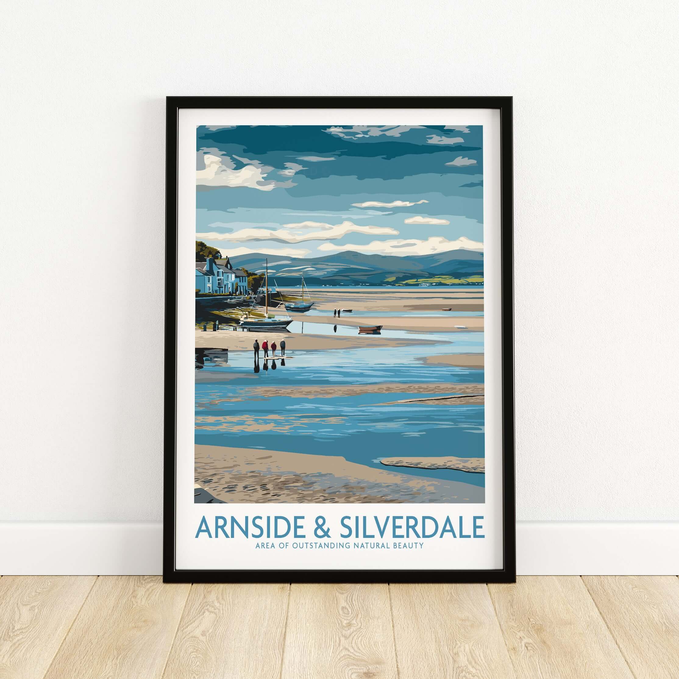 Arnside and Silverdale AONB Wall Art Print featuring a coastal landscape and tranquil waters.