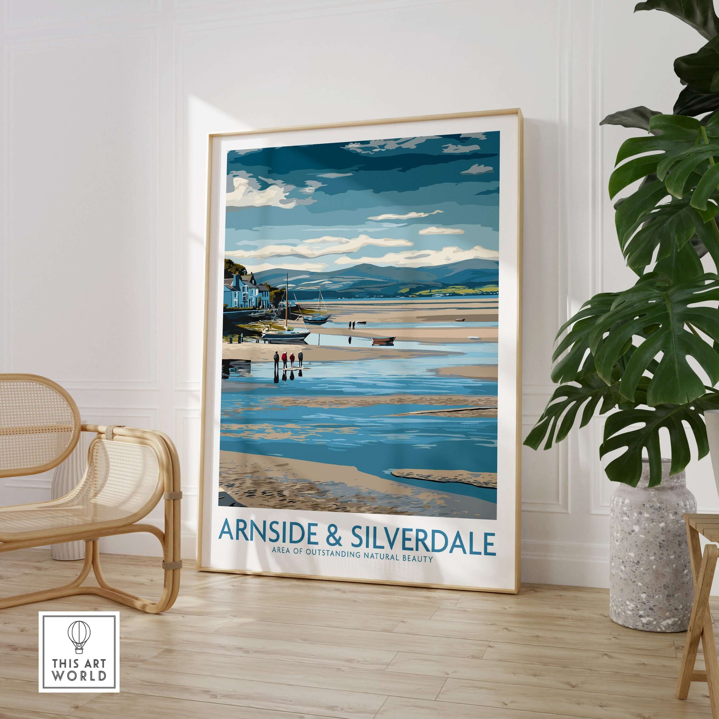 Arnside and Silverdale AONB Wall Art Print showcasing stunning landscapes and tranquility in a stylish interior setting.