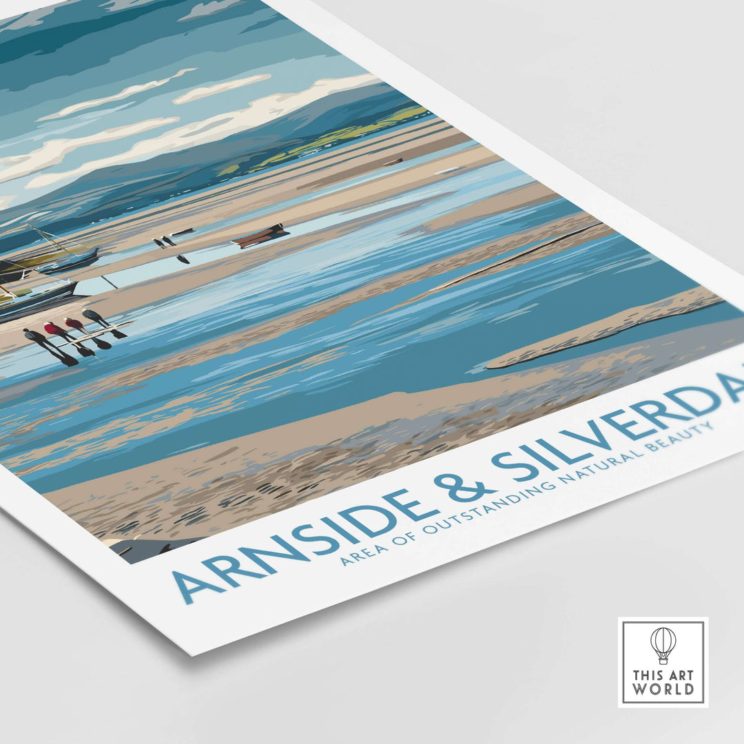 Arnside and Silverdale AONB wall art print depicting tranquil landscapes and wildlife, perfect for home decor.