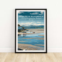 Arnside and Silverdale AONB Wall Art Poster featuring coastal landscape and serene waters.