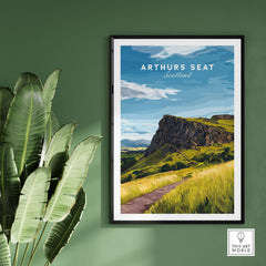 Arthurs Seat Scotland Travel Print showcasing a beautiful landscape of the iconic mountain in Scotland.