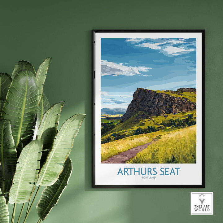 Arthurs Seat Scotland wall art print showcasing lush landscapes and iconic peak, perfect for home decor.