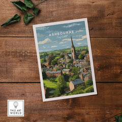 Ashbourne Print - Peak District Village Art - Rural England Travel Poster featuring a scenic view of Ashbourne.