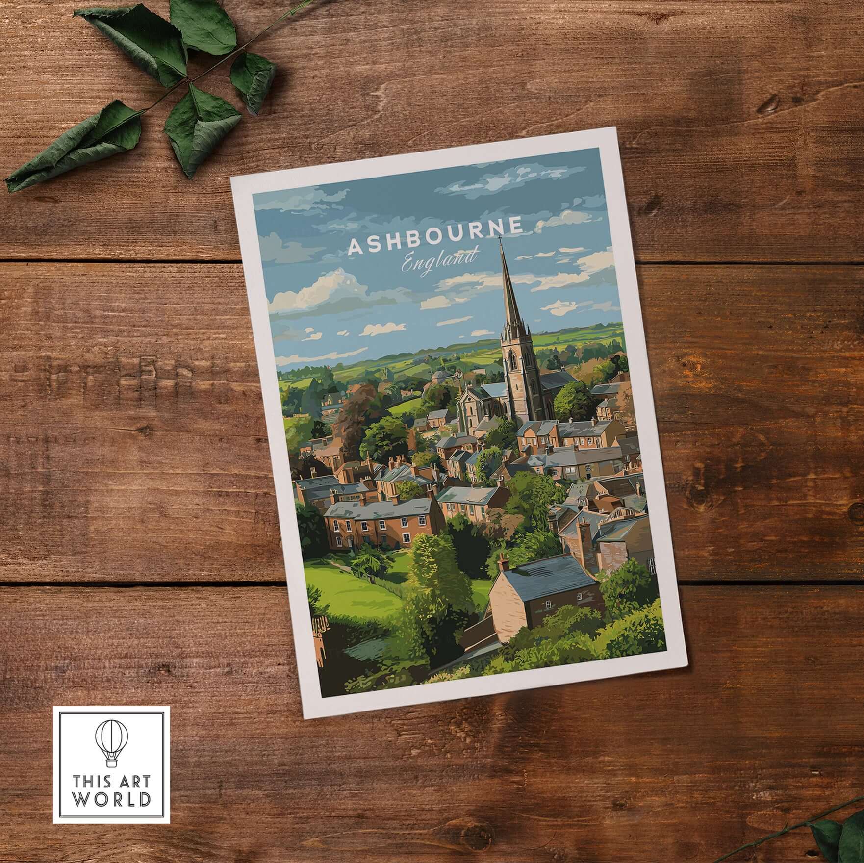 Ashbourne Print - Peak District Village Art - Rural England Travel Poster featuring a scenic view of Ashbourne.
