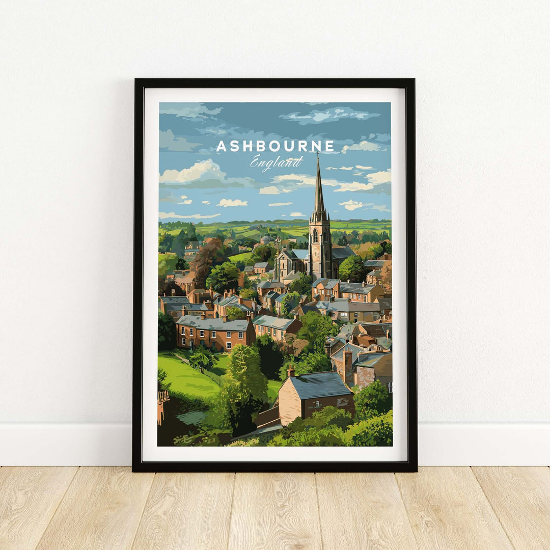 Ashbourne Print of Peak District village in England, showcasing rural beauty and charming landscapes.