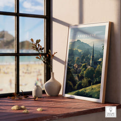 Ashbourne St Oswald's Wall Art - Rural England Print - Peaceful Village Poster displayed in a cozy interior setting.