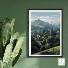 Ashbourne St Oswald's Wall Art - Rural England Print - Peaceful Village Poster displayed in a stylish interior.
