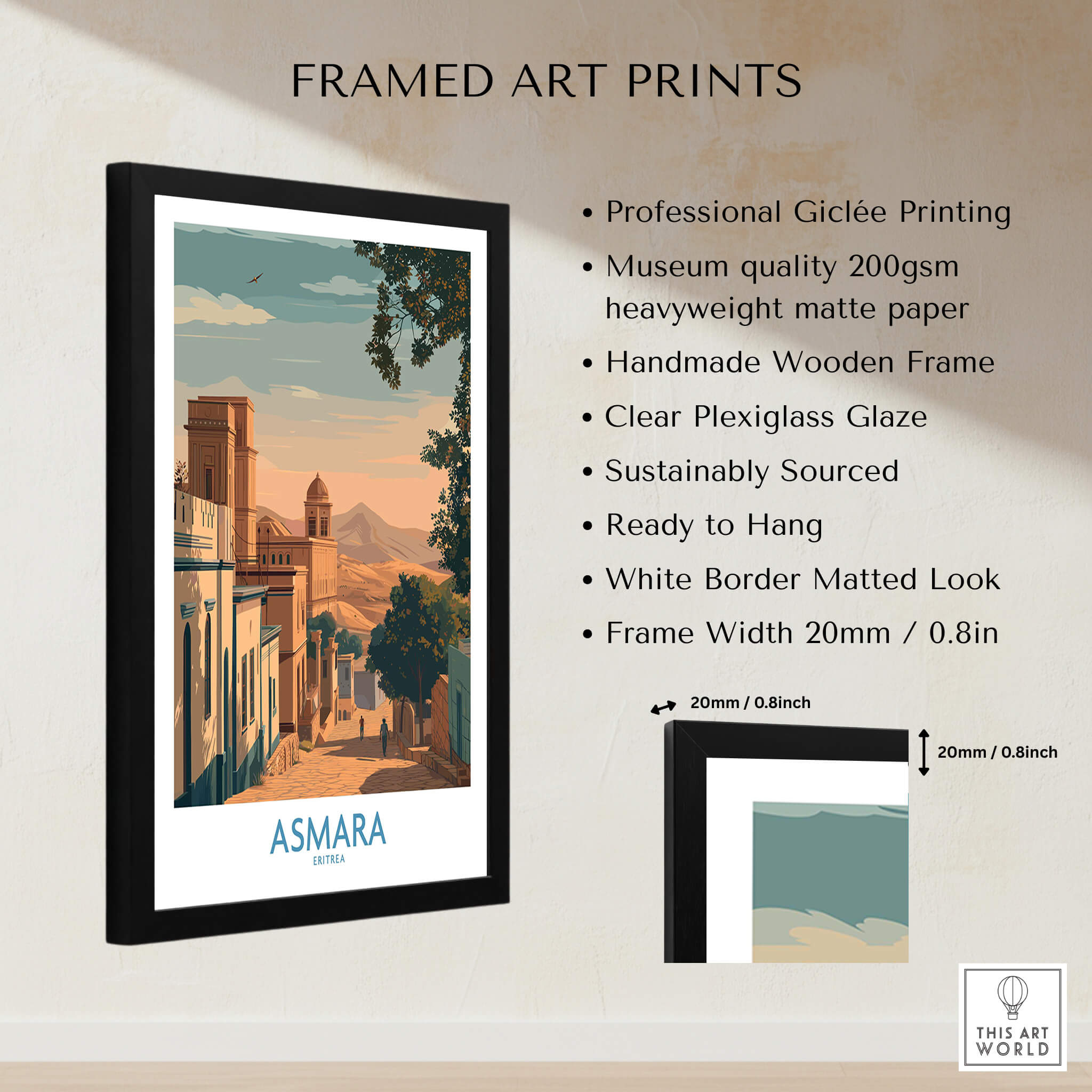 Asmara Eritrea Print – Scenic Wall Art Poster - Framed Art Print showcasing stunning urban landscape.