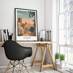 Asmara Eritrea Print – Scenic Wall Art Poster displayed in a stylish home office interior.