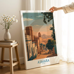 Asmara Eritrea Print – Scenic Wall Art Poster showcasing a sunset cityscape with vibrant colors and iconic architecture.