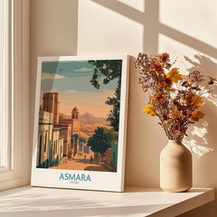 Asmara Eritrea Print – Scenic Wall Art Poster featuring a sunset cityscape and warm tones.
