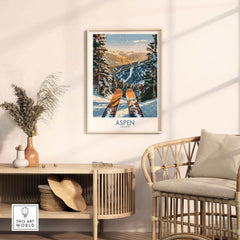 Aspen Wall Art Poster featuring a stunning Colorado ski print, perfect for winter and ski enthusiasts.