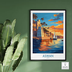 Aswan Travel Poster showcasing the vibrant colors and culture of Aswan, Egypt, perfect for home decor.