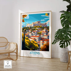 Athens Wall Art Print showcasing the Acropolis and vibrant landscape of Athens in stylish decor.