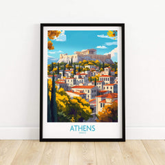 Athens Wall Art Print featuring the Acropolis and picturesque city view of Athens, Greece.
