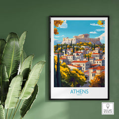 Athens Wall Art Print featuring the Acropolis and vibrant cityscape of Athens, perfect for home decor.
