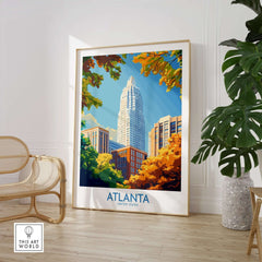 Atlanta Art Print showcasing a vibrant cityscape of Atlanta with colorful autumn foliage.